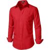 imageJEMITOP Mens Stretch Regular Fit Long Sleeve Dress Shirts Lightweight Business Casual Button Down Shirts with PocketRed