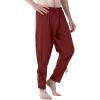 imageJEMITOP Mens Pure Cotton Vintage Ankle Banded Pants for Renaissance Pirate Viking Medieval CostumeRust Red