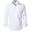imageJEMITOP Mens Stretch Regular Fit Long Sleeve Dress Shirts Lightweight Business Casual Button Down Shirts with PocketWhite