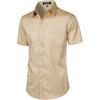 imageJEMITOP Mens Stretch Slim Fit Dress Shirts Formal Wedding Prom Short Sleeve Button Down Shirt with PocketKhaki