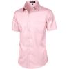 imageJEMITOP Mens Stretch Slim Fit Dress Shirts Formal Wedding Prom Short Sleeve Button Down Shirt with PocketPink