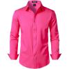 imageJEMITOP Mens Stretch Soft Slim Fit Dress Shirts Long Sleeve Formal Wedding Business Casual Button Down ShirtHot Pink