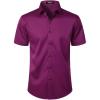 imageJEMITOP Mens Stretch Wrinkle Free Dress Shirts Formal Wedding Prom Short Sleeve Slim Fit Button Down ShirtWine Red