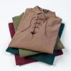 imageJEMITOP Mens Pure Cotton Retro Lace Up Shirts for Renaissance Pirate Medieval VikingDark Green Retro