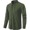 imageJEMITOP Mens Pure Cotton Retro Lace Up Shirts for Renaissance Pirate Medieval VikingArmy Green