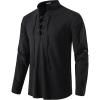 imageJEMITOP Mens Pure Cotton Retro Lace Up Shirts for Renaissance Pirate Medieval VikingBlack