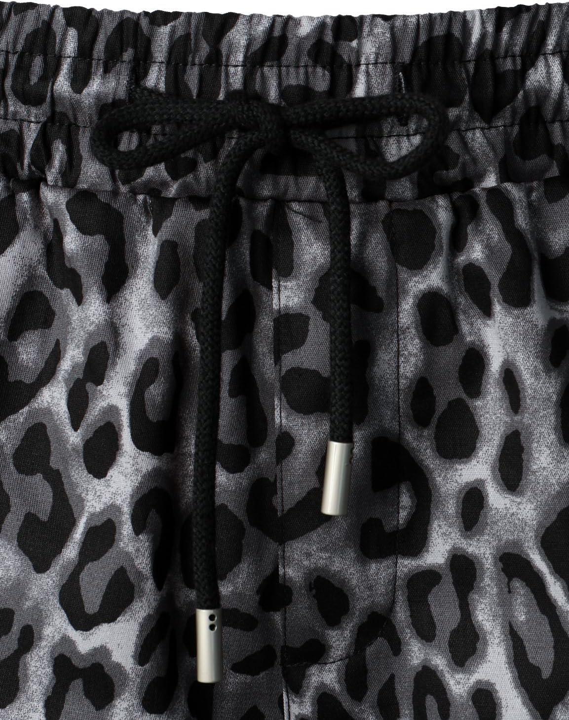 imageJEMITOP Mens 2 Piece Casual Cotton Stretchy Outfit Short Sleeve Button up Shirt and Shorts SetBlack Leopard