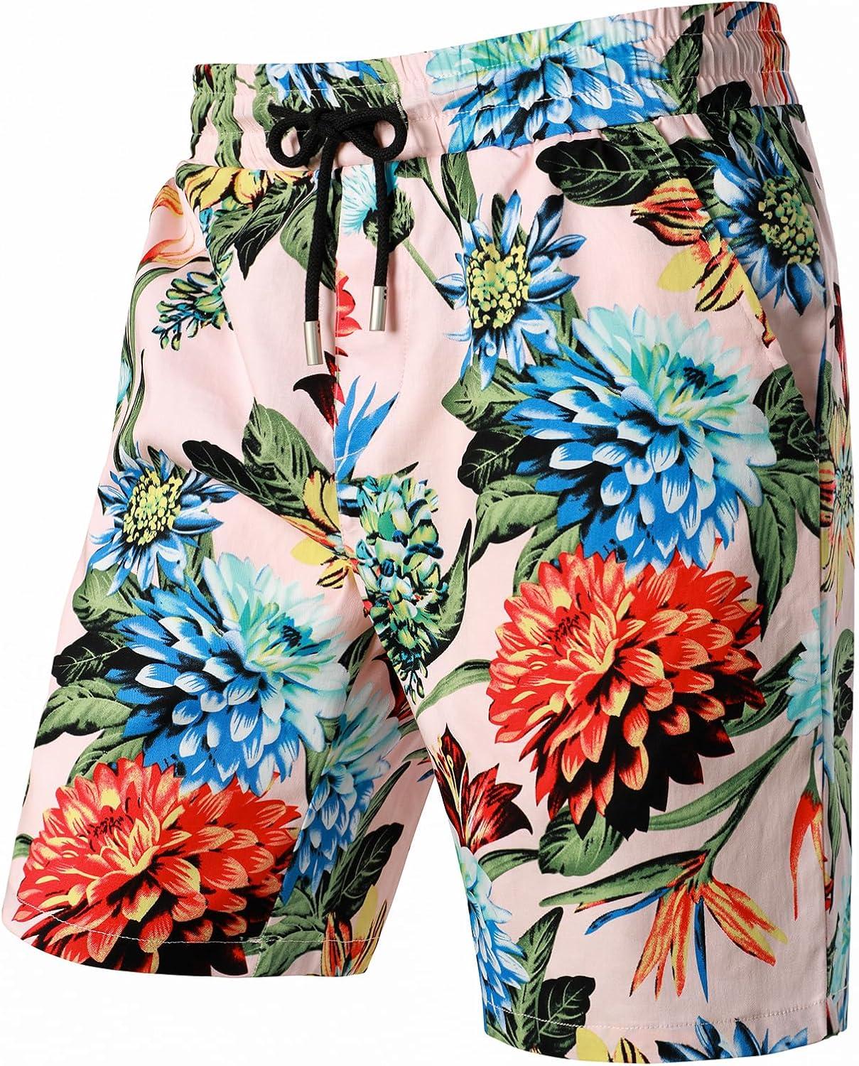 imageJEMITOP Mens 2 Piece Casual Cotton Stretchy Outfit Short Sleeve Button up Shirt and Shorts SetPinkgreen