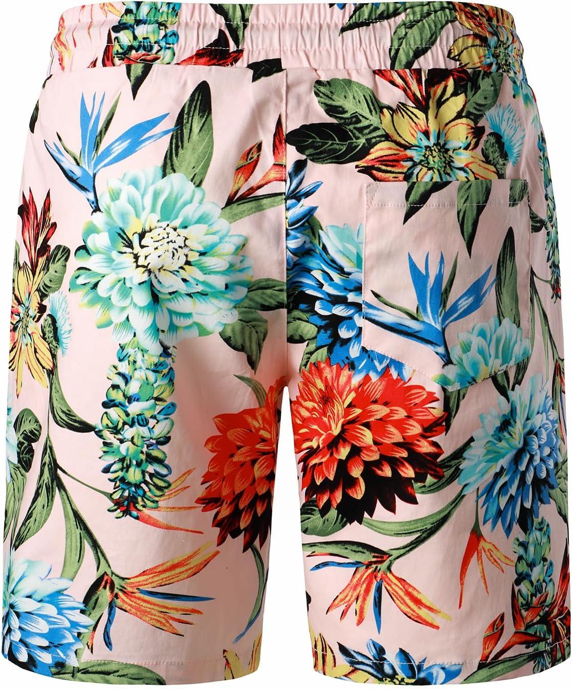 imageJEMITOP Mens 2 Piece Casual Cotton Stretchy Outfit Short Sleeve Button up Shirt and Shorts SetPinkgreen