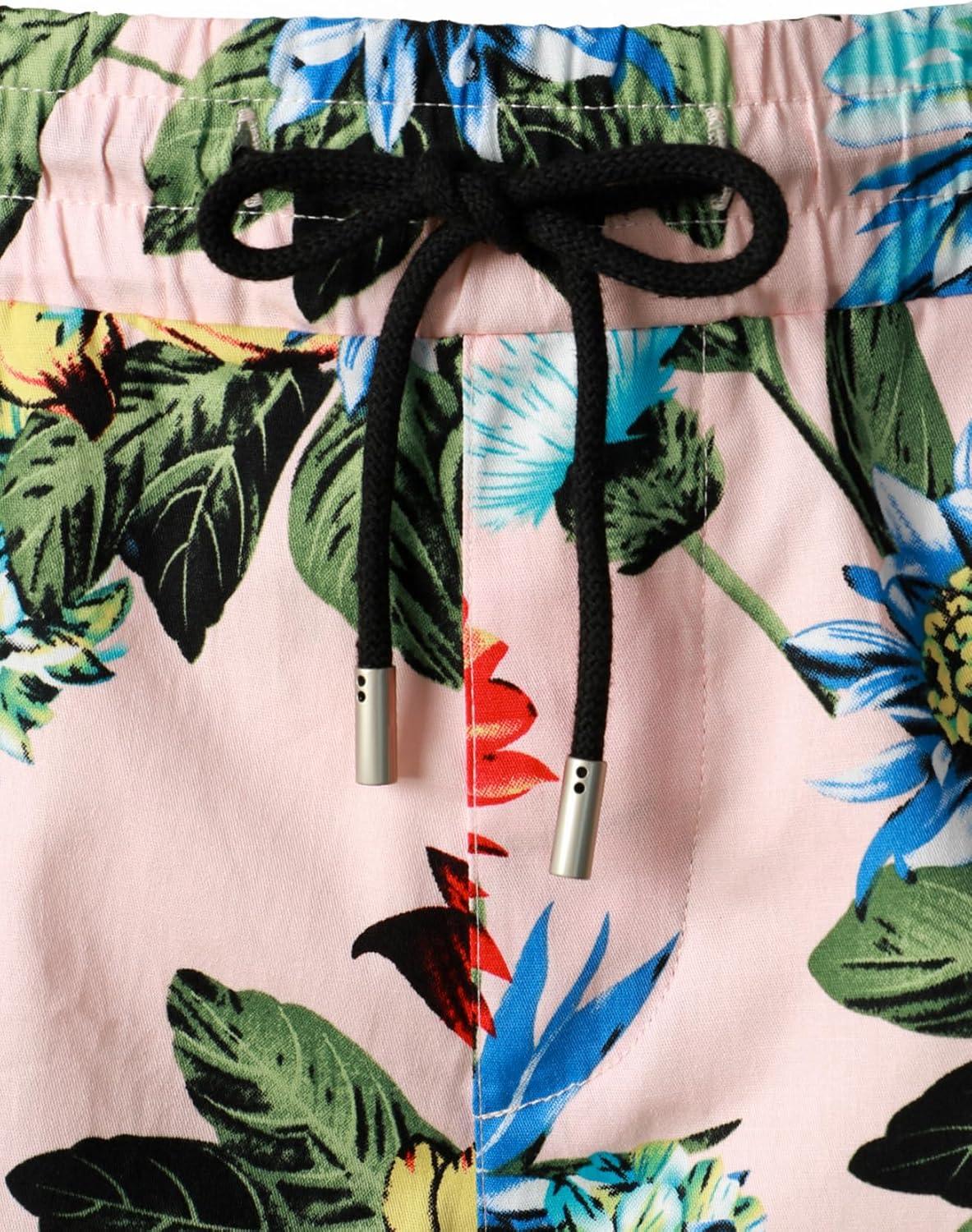 imageJEMITOP Mens 2 Piece Casual Cotton Stretchy Outfit Short Sleeve Button up Shirt and Shorts SetPinkgreen