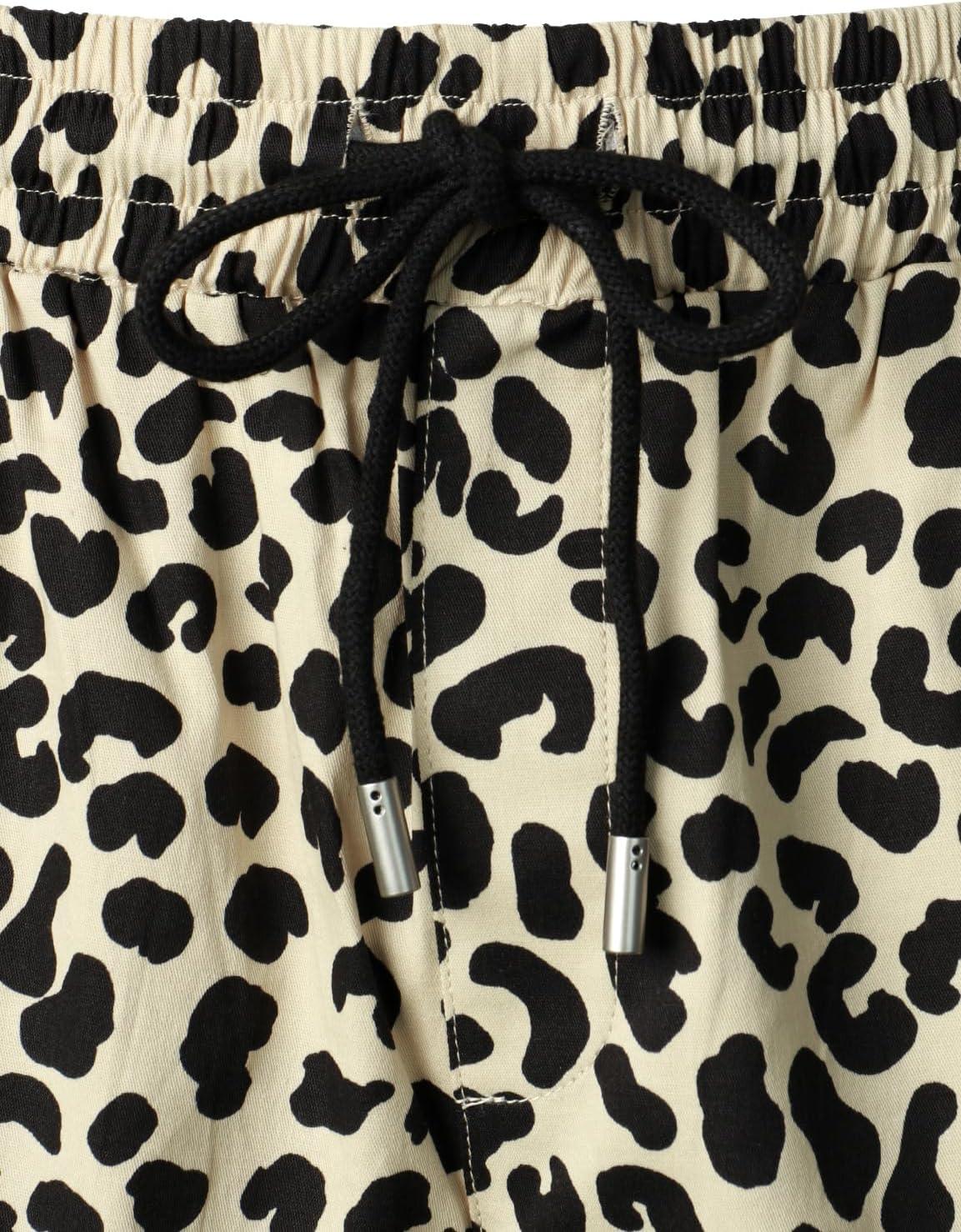 imageJEMITOP Mens 2 Piece Casual Cotton Stretchy Outfit Short Sleeve Button up Shirt and Shorts SetSand Leopard