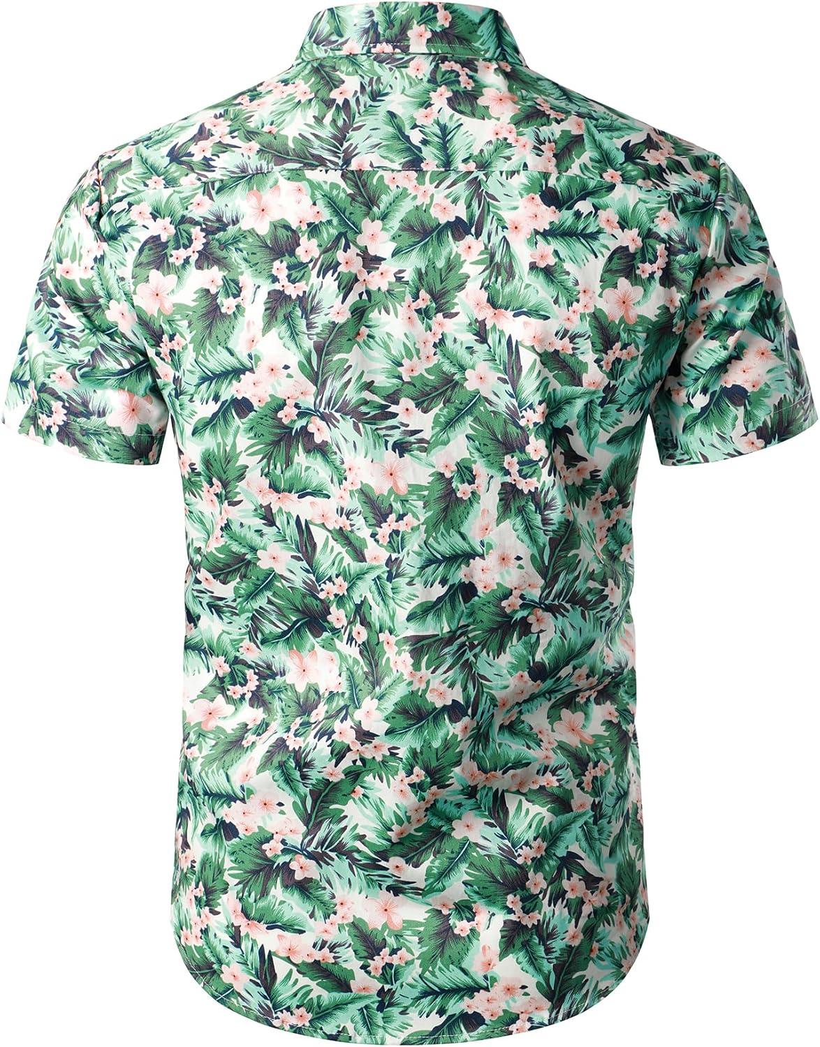 imageJEMITOP Mens 2 Piece Casual Cotton Stretchy Outfit Short Sleeve Button up Shirt and Shorts SetWhitegreen