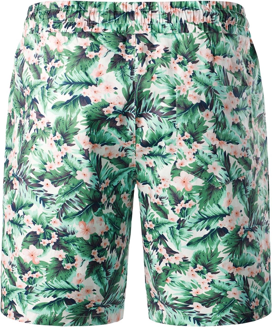 imageJEMITOP Mens 2 Piece Casual Cotton Stretchy Outfit Short Sleeve Button up Shirt and Shorts SetWhitegreen