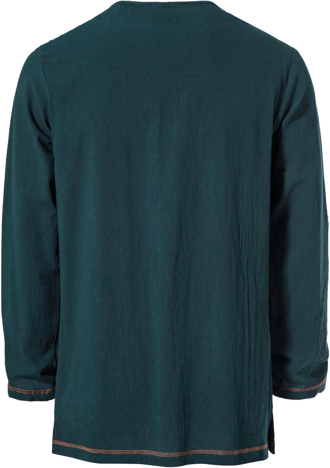 imageJEMITOP Mens Pure Cotton Vintage Lace Up Shirts for Pirate Renaissance Viking Medieval Costume Without BeltDark Green