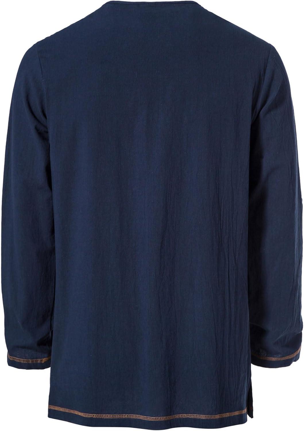 imageJEMITOP Mens Pure Cotton Vintage Lace Up Shirts for Pirate Renaissance Viking Medieval Costume Without BeltNavy Blue