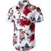 imageJEMITOP Mens 2 Piece Casual Cotton Stretchy Outfit Short Sleeve Button up Shirt and Shorts SetWhiterose