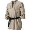 imageJEMITOP Mens Pure Cotton Vintage Lace Up Shirts for Pirate Renaissance Viking Medieval Costume Without BeltKhaki