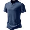 imageJEMITOP Mens Stretchy Short Sleeve Henley TShirt Casual Cotton 2 Buttons Notch Neck Tee ShirtsDark Blue