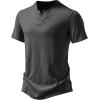 imageJEMITOP Mens Stretchy Short Sleeve Henley TShirt Casual Cotton 2 Buttons Notch Neck Tee ShirtsGrey