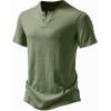 imageJEMITOP Mens Stretchy Short Sleeve Henley TShirt Casual Cotton 2 Buttons Notch Neck Tee ShirtsSage Green