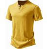 imageJEMITOP Mens Stretchy Short Sleeve Henley TShirt Casual Cotton 2 Buttons Notch Neck Tee ShirtsYellow