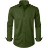 imageJEMITOP Mens Stretch Wrinkle Free Dress Shirt Formal Prom Wedding Long Sleeve Button Down ShirtsArmy Green