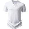 imageJEMITOP Mens Stretchy Short Sleeve Henley TShirt Casual Cotton 2 Buttons Notch Neck Tee ShirtsWhite